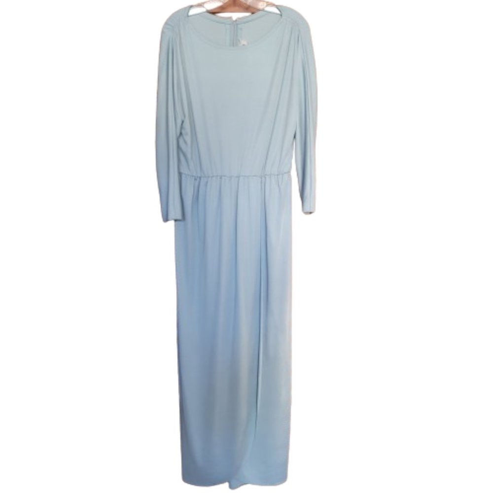 Henry Lee Light Blue Polyester Long Sleeve Dress